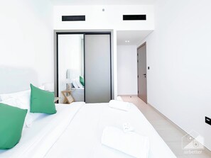 1 bedroom, iron/ironing board, bed sheets - City Views & Comforts at Binghatti Emerald (Dubai)