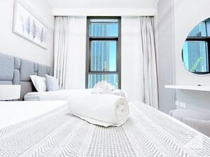 อพาร์ทเมนท์ (4 Bedrooms) | 4 ห้องนอน, เตารีด/โต๊ะรีดผ้า, ผ้าปูที่นอน