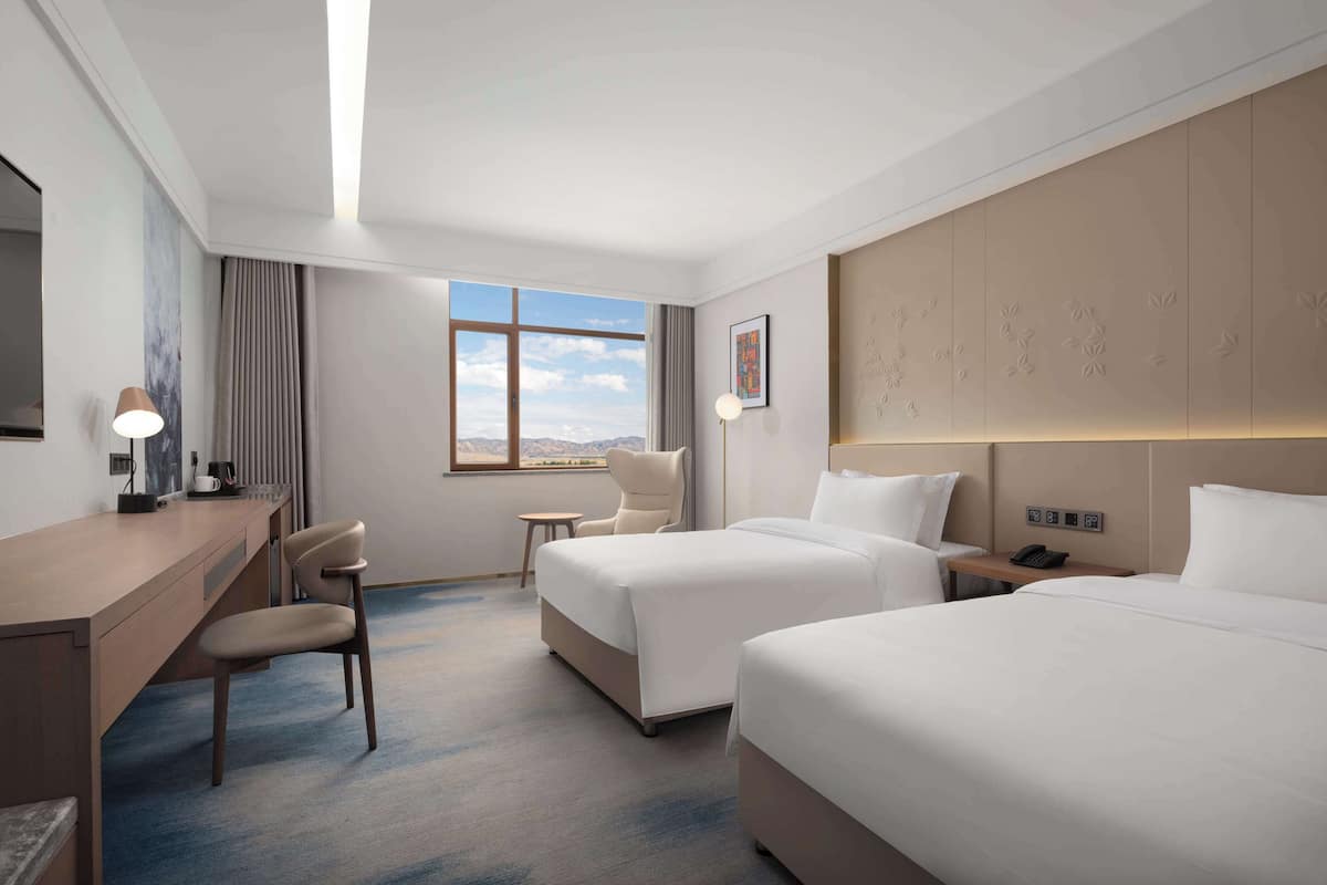 In-room safe, desk, laptop workspace, blackout drapes