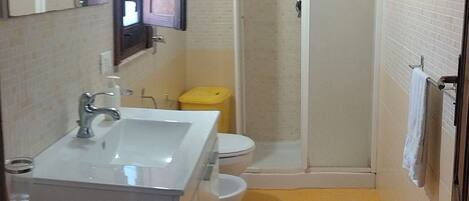 Dusche, Haartrockner, Bidet, Handtücher