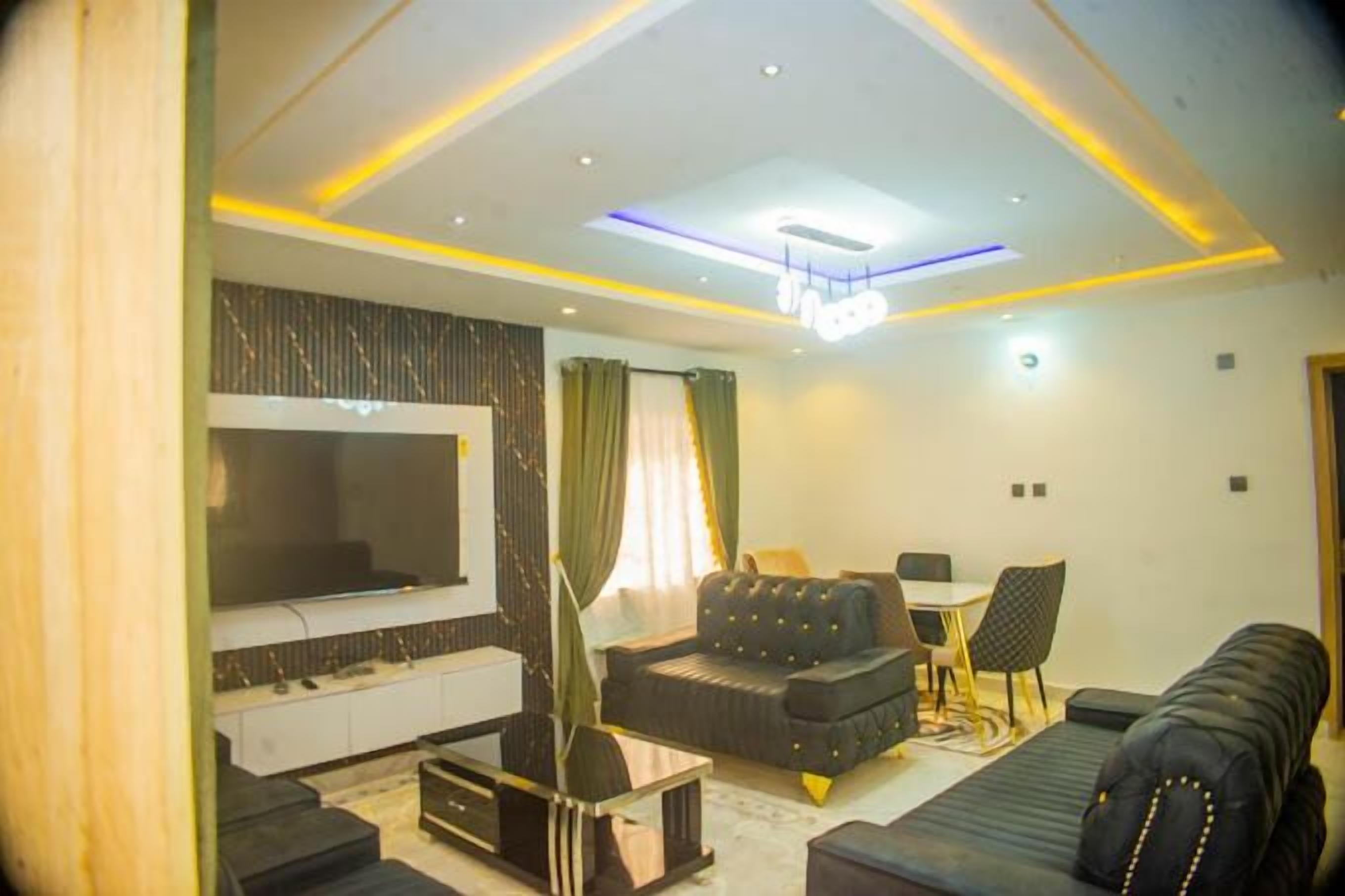 Luxury-Apartment, Balkon, Stadtblick | Wohnbereich