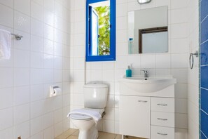 Douche, sèche-cheveux, serviettes fournies