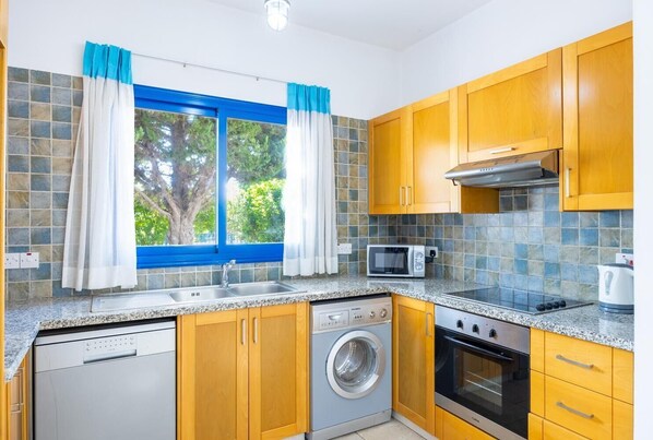 Fridge, microwave, oven, dishwasher