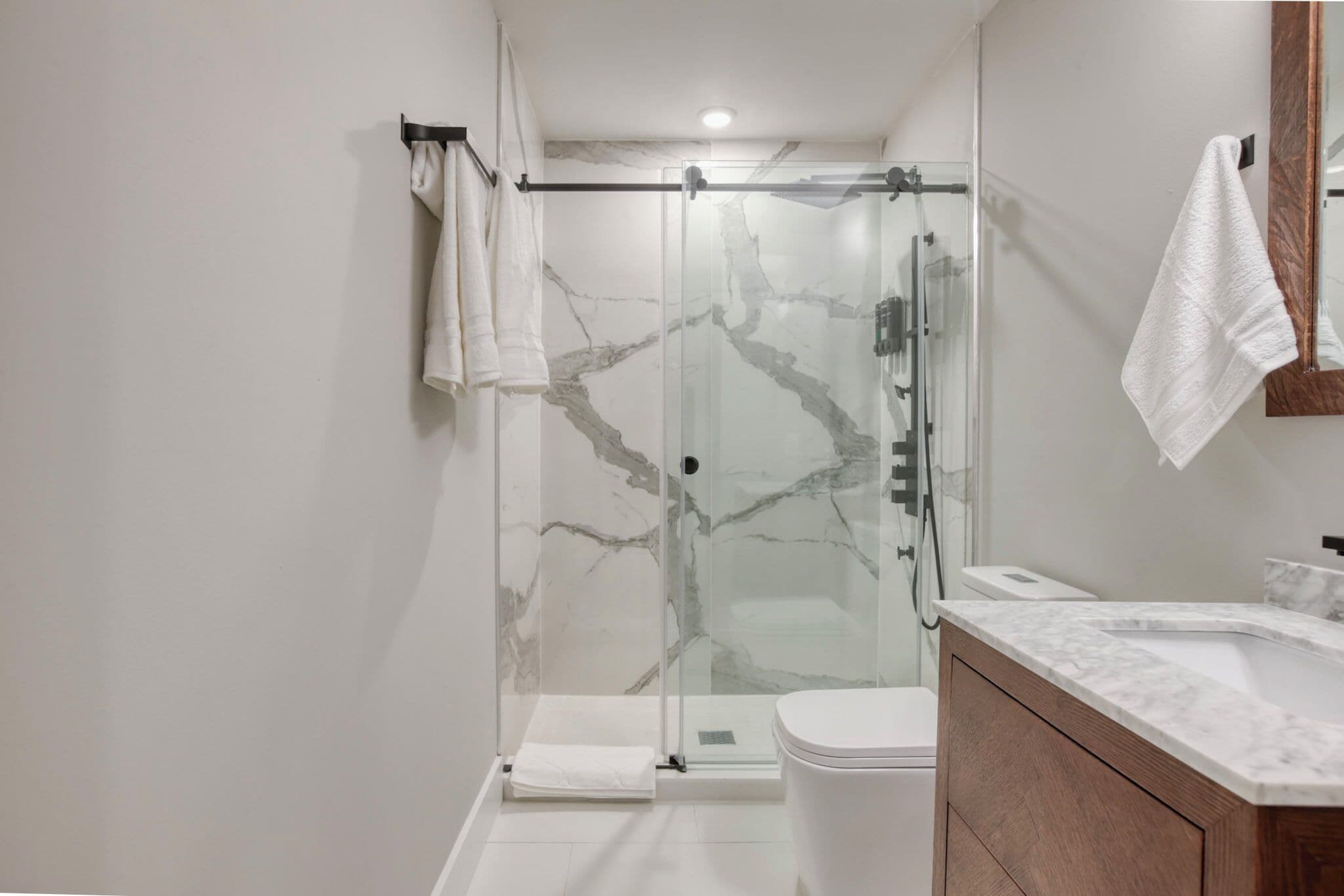 Suite | Bathroom | Shower, free toiletries, hair dryer, towels