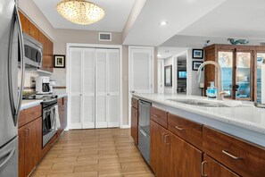 Condo, Multiple Beds (Tristan Towers unit 1D) | Private kitchen | Oven, toaster - Tristan Towers Unit 1D (Pensacola Beach)