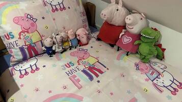 2 bedrooms, desk, iron/ironing board, travel cot