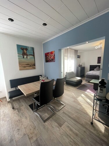Centrally located in Leverkusen, modern furnished chic city apartment with service