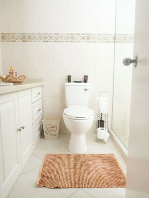 Doccia, asciugacapelli, asciugamani, sapone