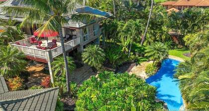 Poipu Bay Getaway - Poipu House - Saltwater pool, hot tub, AC!, Walk to Beach and Hyatt!