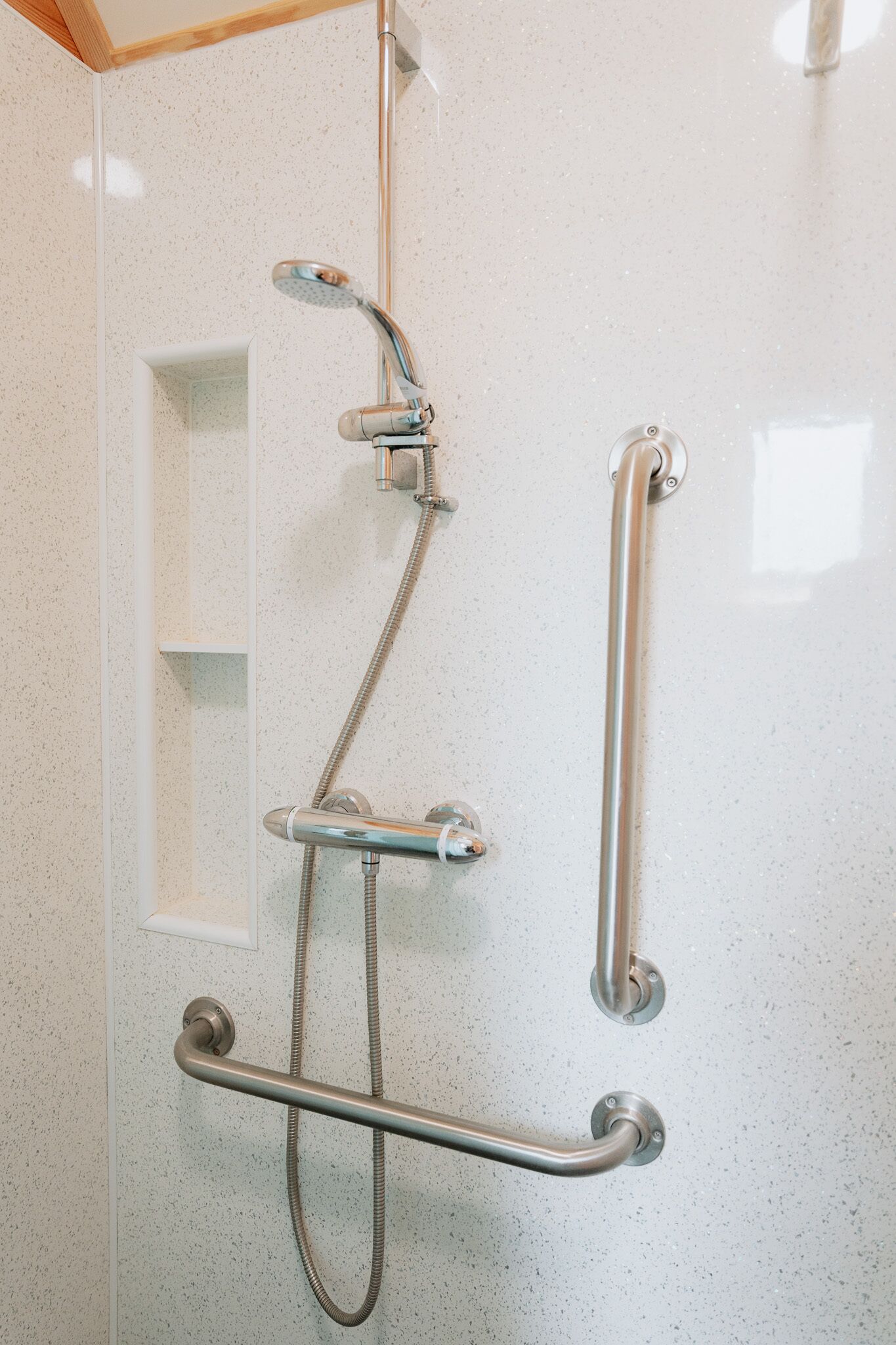 Shower, soap, toilet paper
