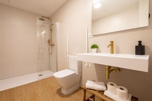 Dusche, Haartrockner, Handtücher