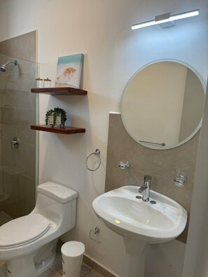 淋浴设施、吹风机、毛巾、肥皂