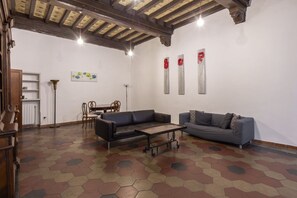 TV de tela plana, lareira