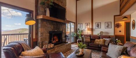 TV, fireplace, table football