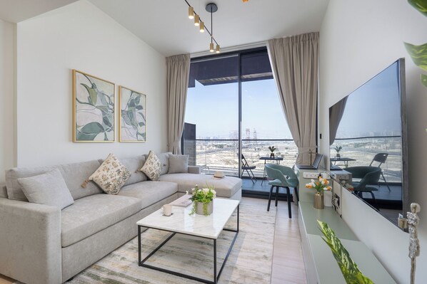 Lyxlägenhet - balkong | Vardagsrum