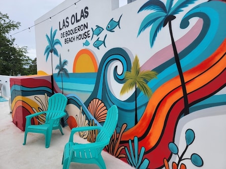 Property grounds. Olas de Boqueron Beach House a 5 minute walk to El Poblado de Boqueron