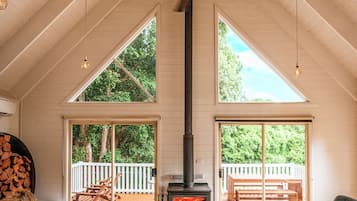 Smart TV, fireplace, stereo, computer monitors