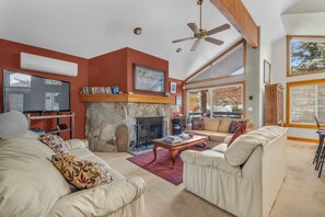 TV, fireplace, offices