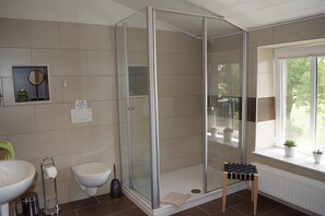 Ducha, secador de pelo y toallas