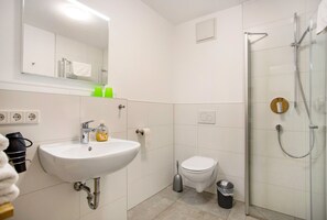 Ducha, secador de pelo y toallas