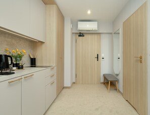 Apartment | Private kitchen | Highchair - Holiday Studio With air Conditioning, Summer Pool (Dziwnów)