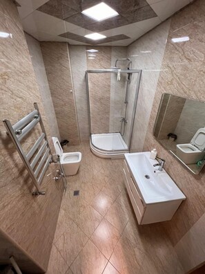 Apartment, City View | Bathroom | Hair dryer, towels, soap, toilet paper