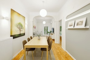 Premium Apartment, 3 Bedrooms, Balcony, Park View | Dining room - Trentatre, Nilie Hospitality MGMT (Thessaloniki)