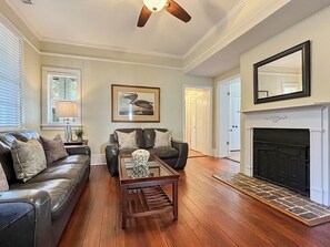 TV, fireplace, offices
