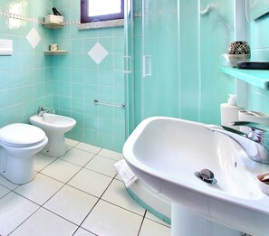 Apartment | Bathroom | Shower, rainfall showerhead, bidet, towels