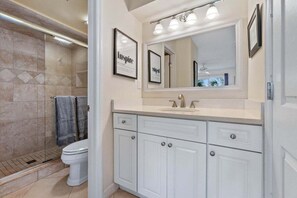 Shower, hair dryer, towels - Top-Floor End Unit with Ocean & Pool Views | Gated Beachfront Resort Near St. Augustine (St. Augustine)