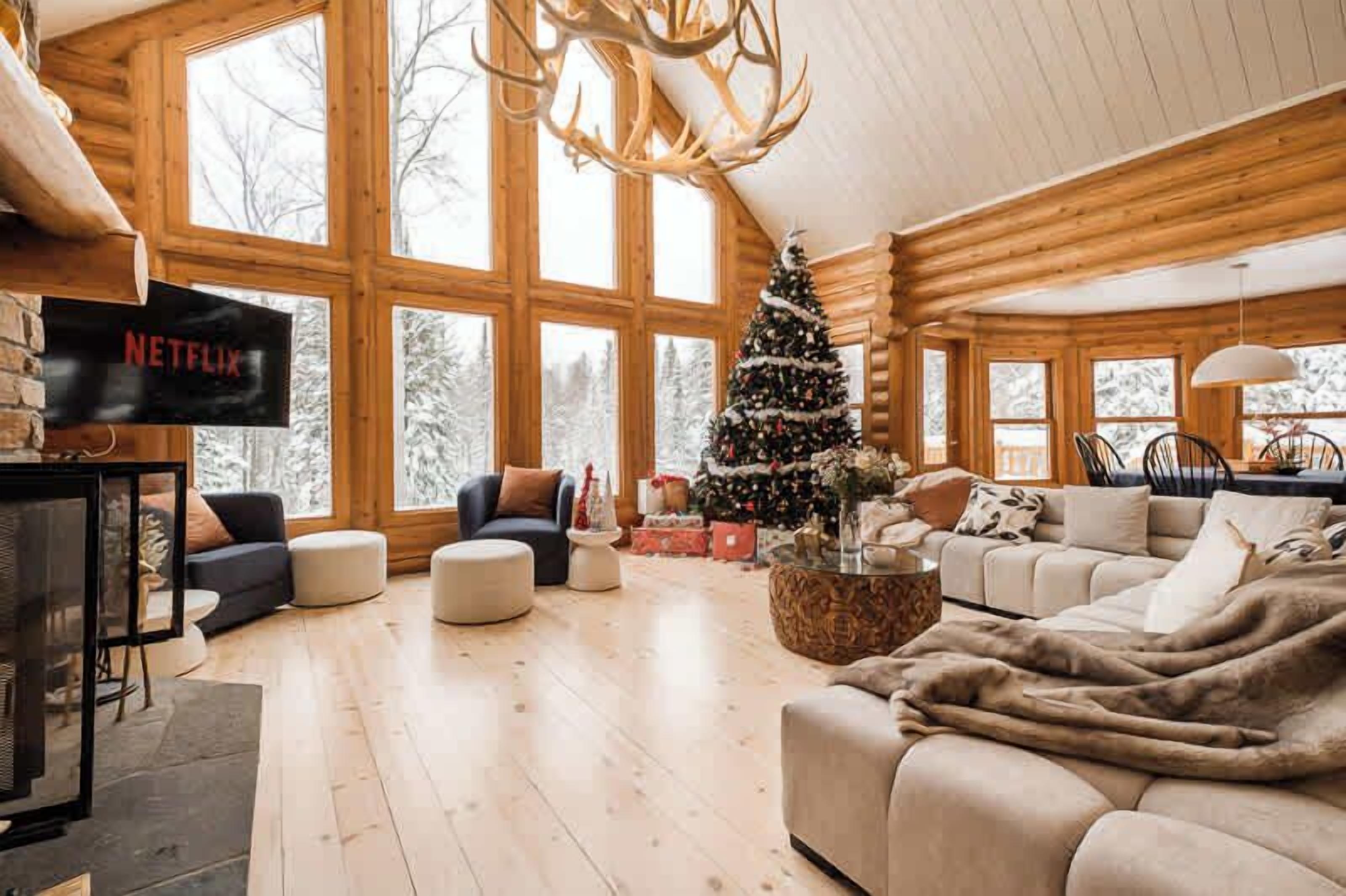 TV connectée, cheminée, lecteur de DVD, table de tennis de table