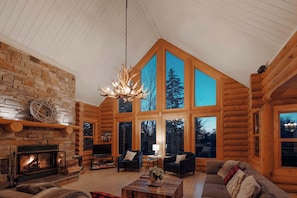 TV, fireplace, DVD player, books