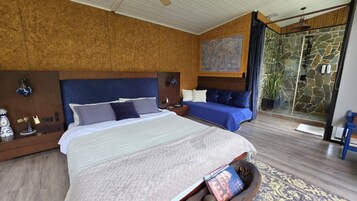 Escritorio, wifi gratis, decoración personalizada y muebles diferentes 