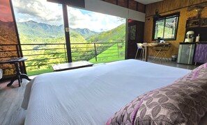 Cabane, 1 très grand lit, bain à remous, vue montagne