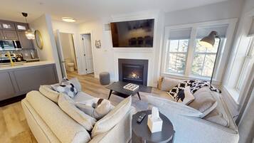 Televisión y chimenea