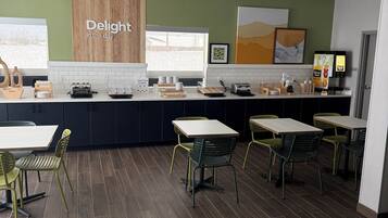 A modern kitchen with a wooden accent wall, a window, and a countertop with various items.