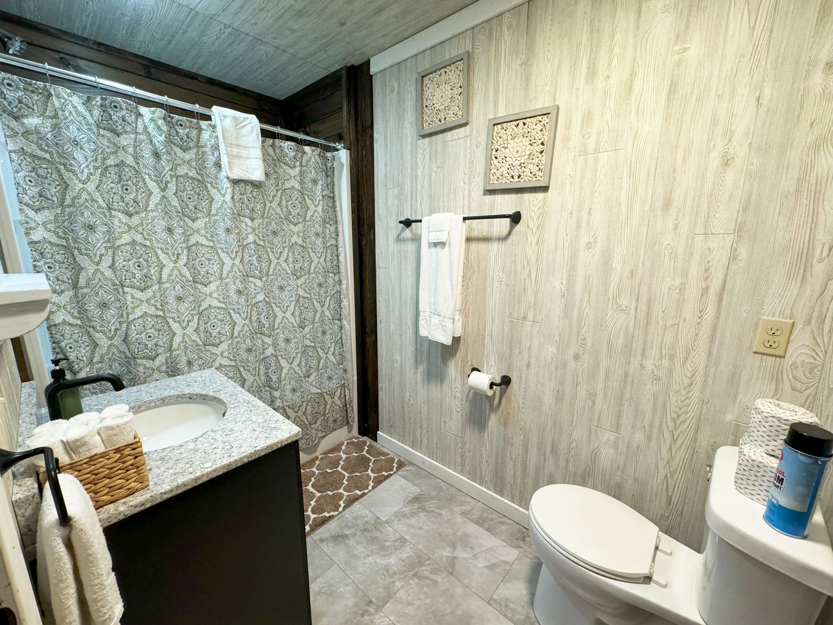 Serviettes fournies, papier toilette