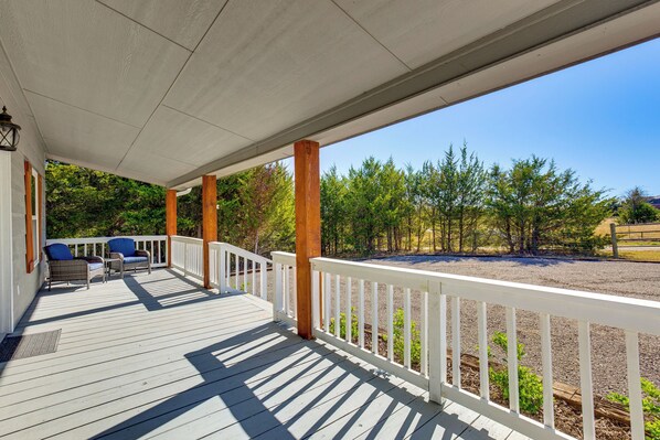Terrace/patio - Stocked Fishing Ponds: Texas Getaway w/ Cows! (Bonham)