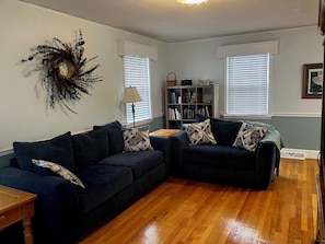 Smart TV, DVD player, books, video library