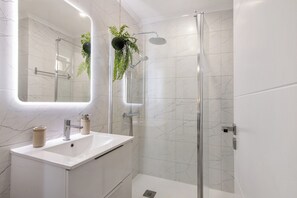 Ducha, secador de pelo, toallas