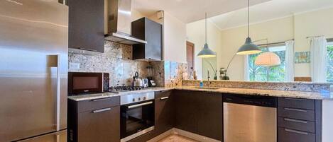 Fridge, microwave, oven, dishwasher