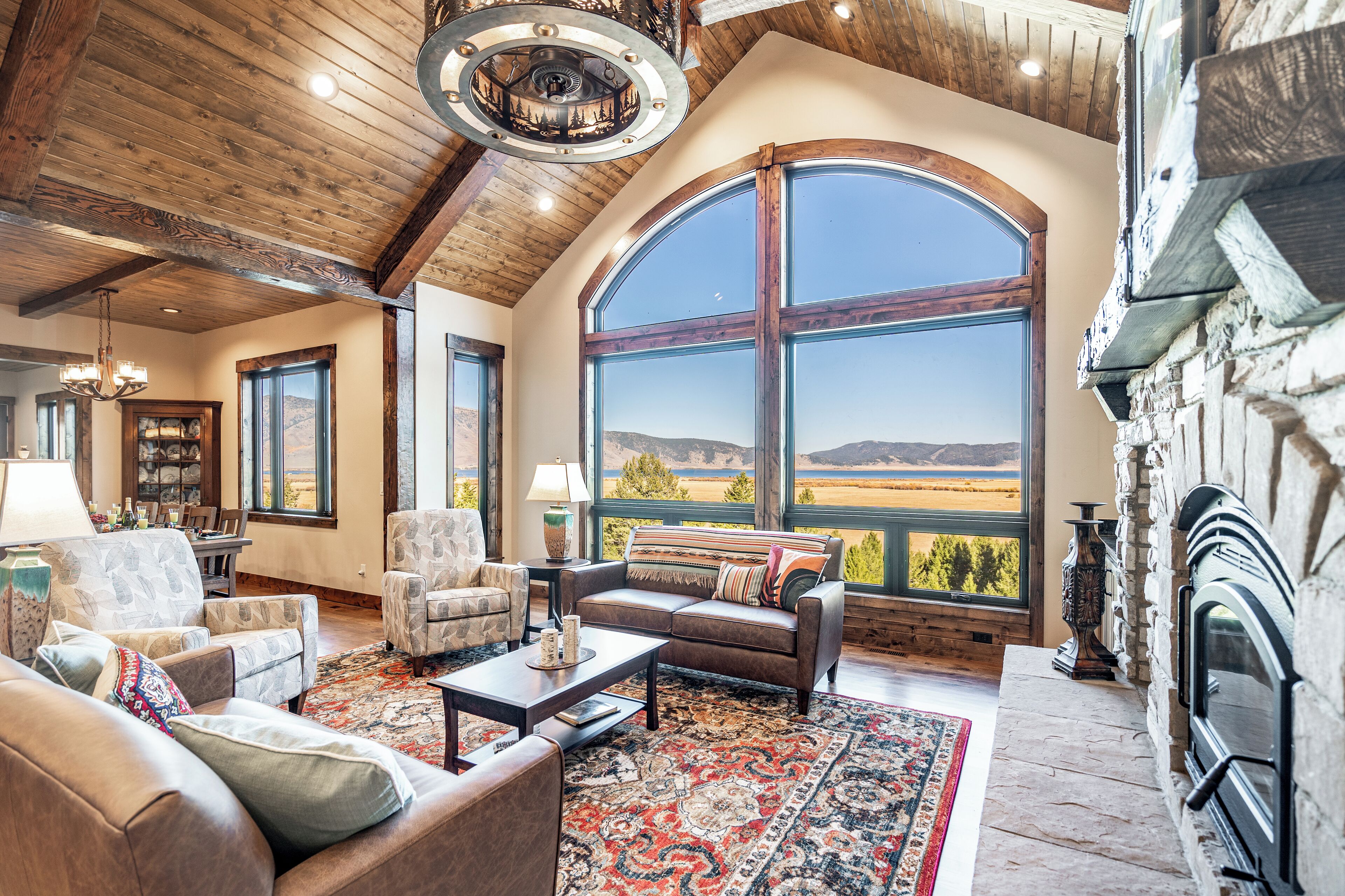 Smart TV, fireplace, video games, DVD player