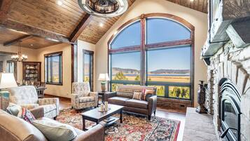 Smart TV, fireplace, video games, DVD player