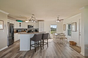 Private kitchen | Fridge, coffee/tea maker - Blue Lagoon 3 Bedroom Home (Port Bolivar)