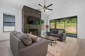 TV, fireplace