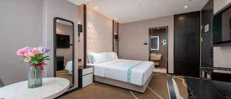 Design Double Room | Laptop workspace, blackout drapes, soundproofing, rollaway beds