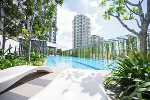 Outdoor pool, open 8:00 AM to 8:00 PM, sun loungers - HighPark Suites by Airhost (Petaling Jaya)