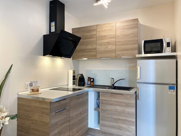 Private kitchen - Superb furnished and equipped T2 in the heart of downtown with FREE WIFI (Montluçon)