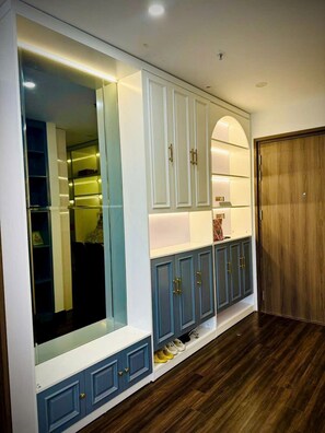 Luxury Apartment, City View | 2 bedrooms, desk, laptop workspace, blackout drapes