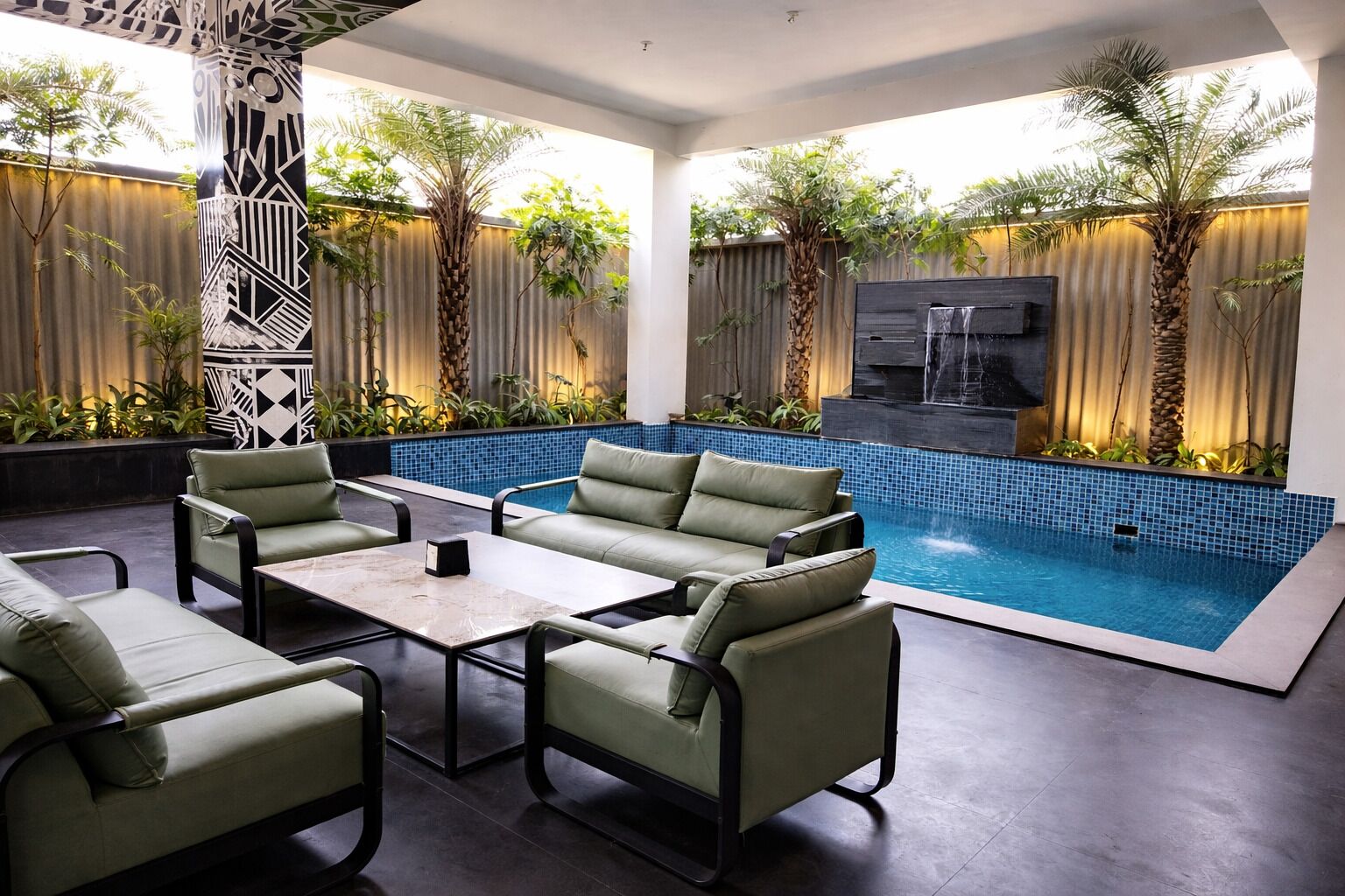 Private Pool Villa | 起居区 | 32-英寸纯平电视（配备数码频道）
